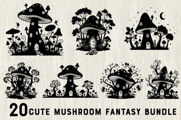 20 Cute Mushroom Fantasy Bundle: Creative Inspiration for Every Project