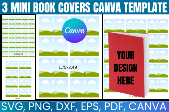 3 Mini Book Covers Canva Template