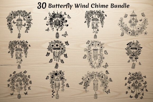 30 Butterfly Wind Chime Bundle: Creative Design Resources for Makers, Sellers, and DIY Enthusiasts