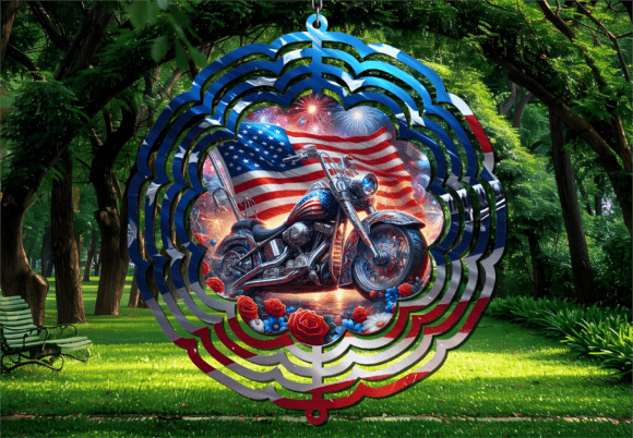 American Flag Motorcycle Wind Spinner Design