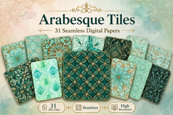 Arabesque Tiles Digital Papers Bundle