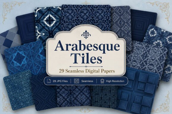 Arabesque Tiles Digital Papers Set: A Creative Essential for Designers and Makers