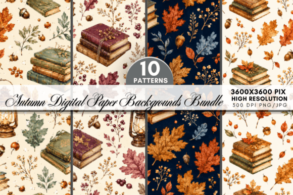 Autumn Digital Paper Bundle: Fall Patterns for Creative Design Projects