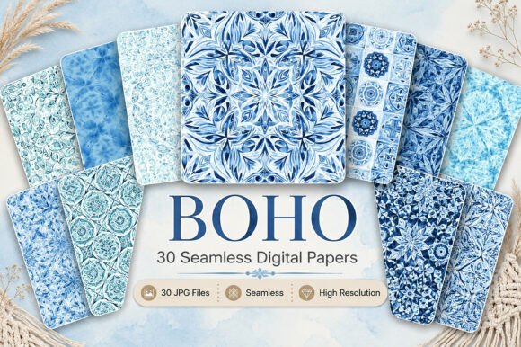 Boho Digital Papers for Creative Design Projects