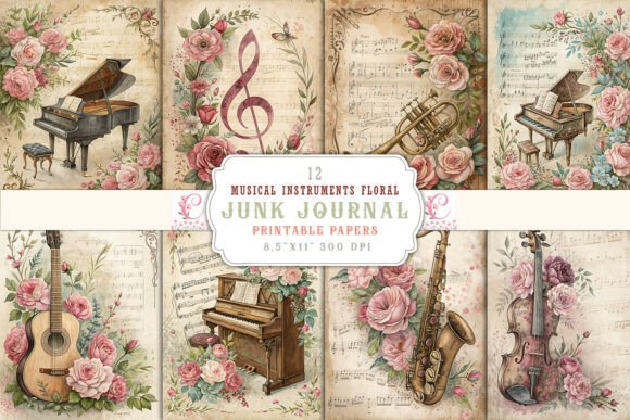 Bringing Vintage Charm to Life: The Musical Instruments Floral Junk Journal Collection