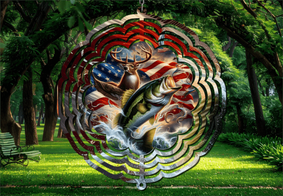 Buck Bass Patriotic Scene Wind Spinner: A Charming Outdoor Addition Done Right