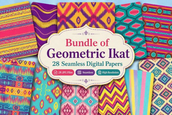 Bundle of Geometric Ikat Digital: Strategic Design Value for Creative and Business Projects