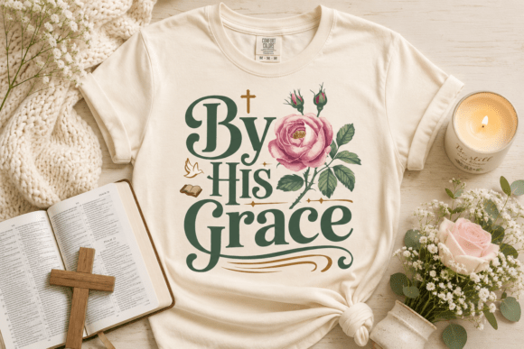 By His Grace Christian Shirt Design PNG: Elevating Faith-Based Apparel with Elegance and Versatility