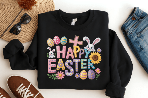 Celebrate Faith and Festivity with the Happy Easter Cross PNG Design