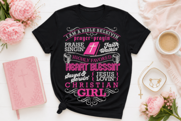 Christian Girl Shirt Design PNG: Bold Faith-Inspired Apparel Graphics