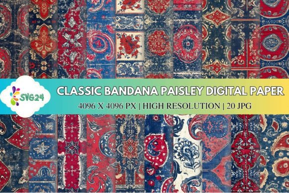 Classic Bandana Paisley Digital Paper for Bold Creative Expression