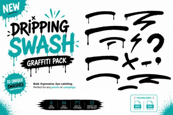 Dripping Swash Graffiti Element SVG EPS
