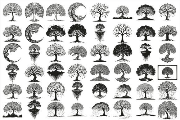 Elegant Dream Tree Silhouette Design: A Versatile Artwork for Creatives and Decor Enthusiasts