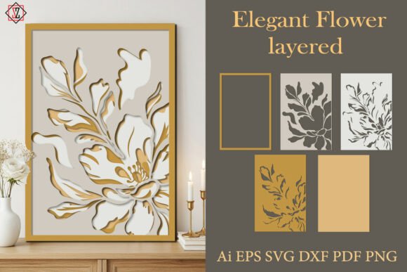 Elegant Layered Flower Cutting File: A Versatile Design for Dimensional Art Projects