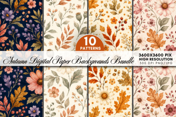 Enhance Your Creative Projects with the Autumn Digital Paper Bundle, Pumpkin