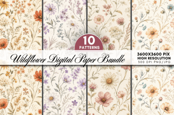 Enhance Your Creative Projects with the Wildflower Digital Paper Bundle