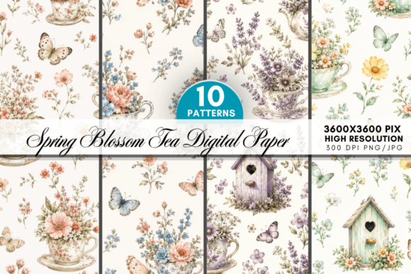 Enhance Your Creative Workflow with the Spring Blossom Tea Digital Paper Bundle