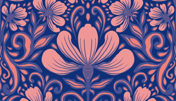 Folk Floral Damask Seamless Pattern