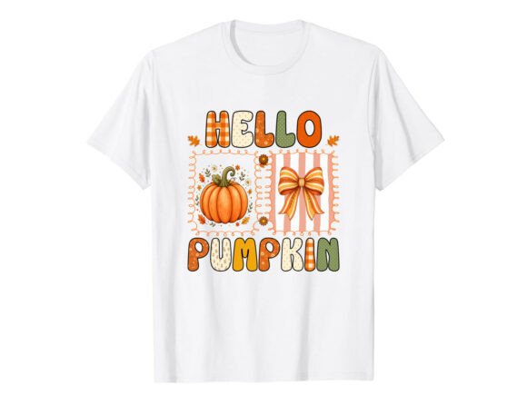 Hello Pumpkin Bow Fall T-Shirt: Embrace Autumn with Style and Charm