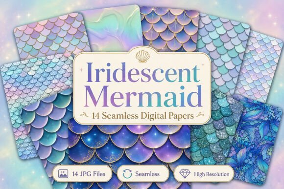 Iridescent Mermaid Digital Paper: A Creative Workflow Essential