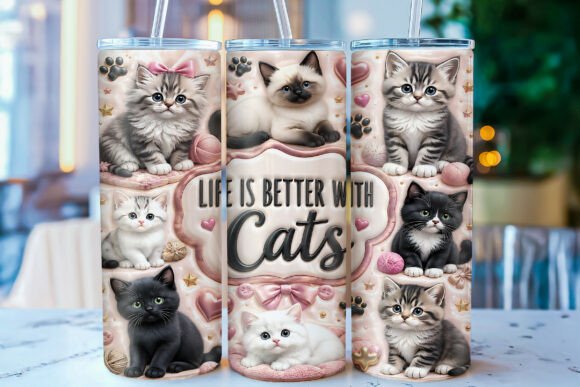 Life is Better with Cats 20oz Tumbler Wrap