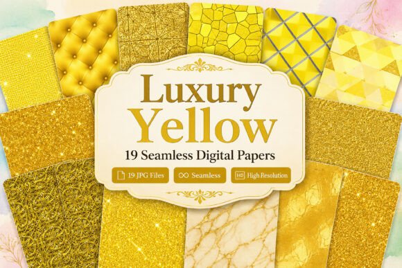 Luxury Yellow Digital Paper Set: Elevating Creative Projects with Sophistication