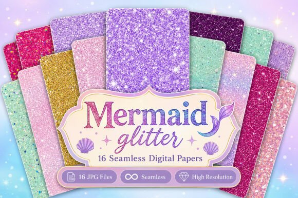 Mermaid Glitter Digital Papers