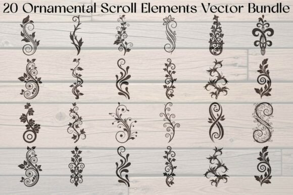 Ornamental Scroll Elements Bundle: Elevating Design with Timeless Elegance