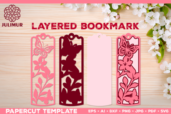 Papercut Layered Bookmark SVG Template