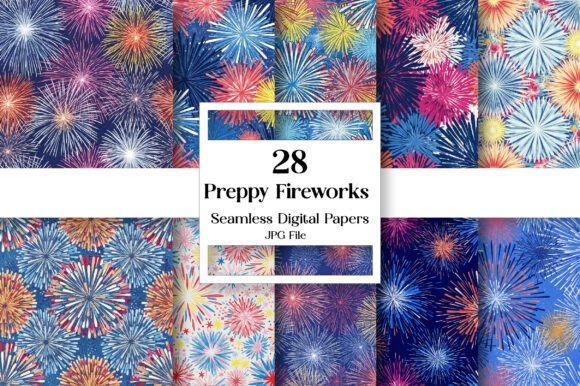 Preppy Fireworks Digital Paper