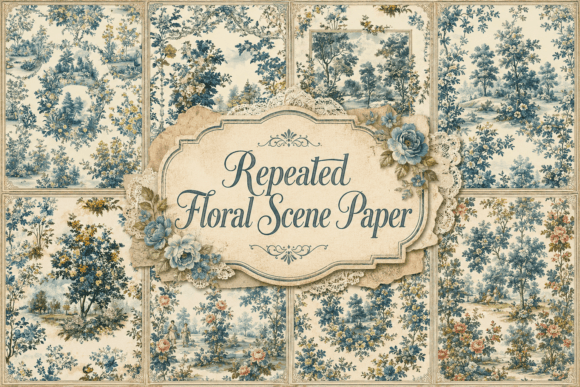 Repeated Floral Scene Paper: Creative Possibilities for Every Project