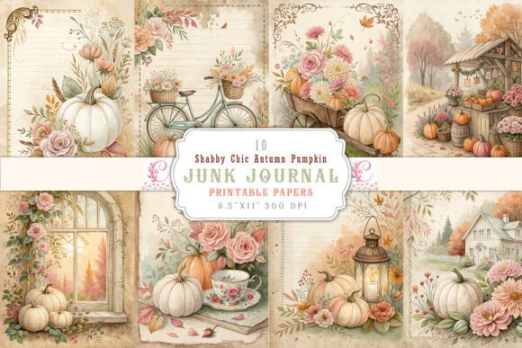 Shabby Chic Autumn Pumpkin Junk Journal