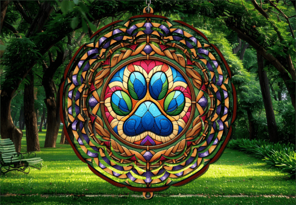 Stained Glass Paw Print Wind Spinner: A Unique Addition to Your Outdoor Decor