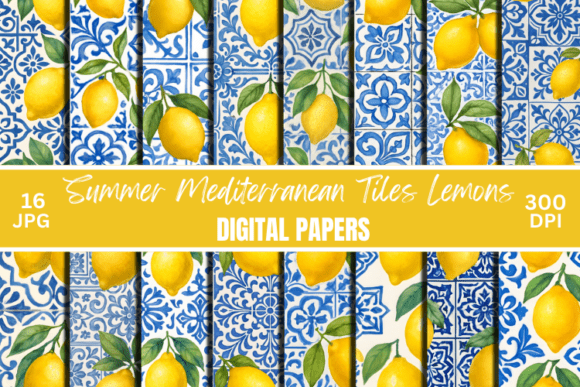 Summer Lemons Tiles Digital Pattern