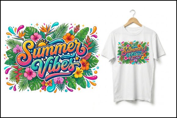 Summer Vibes Tropical Typography Design