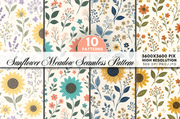 Sunflower Meadow Digital Paper Bundle