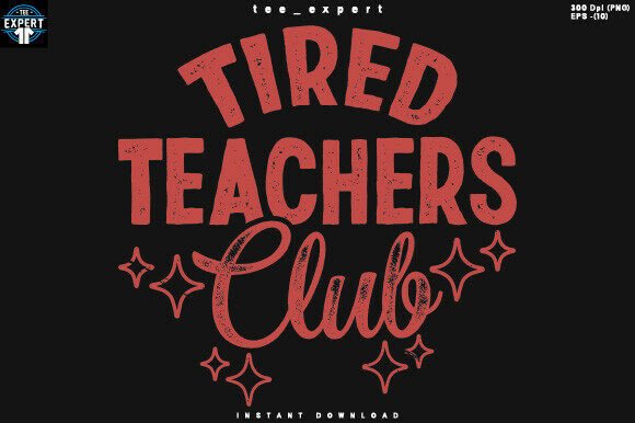 Tired Teachers Club Retro T-Shirt Design