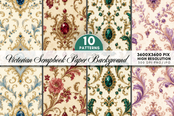 Victorian Damask Digital Paper Bundle: Creative Fuel for Crafters and Designers