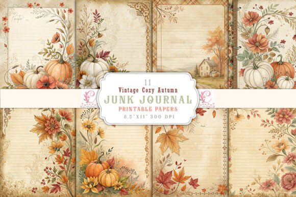 Vintage Cozy Autumn Junk Journal Pages