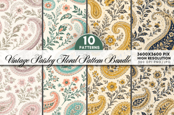 Vintage Paisley Floral Digital Paper: A Versatile Choice for Creative Projects