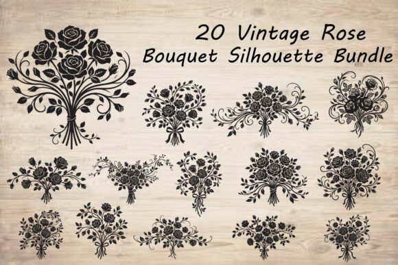 Vintage Rose Bouquet Silhouette: Timeless Elegance for Creative Projects